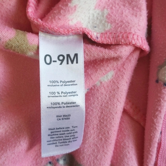 child of mine pink fleece zip-up long sleeve sleep sack 0-9 months baby girl - Picture 5 of 6